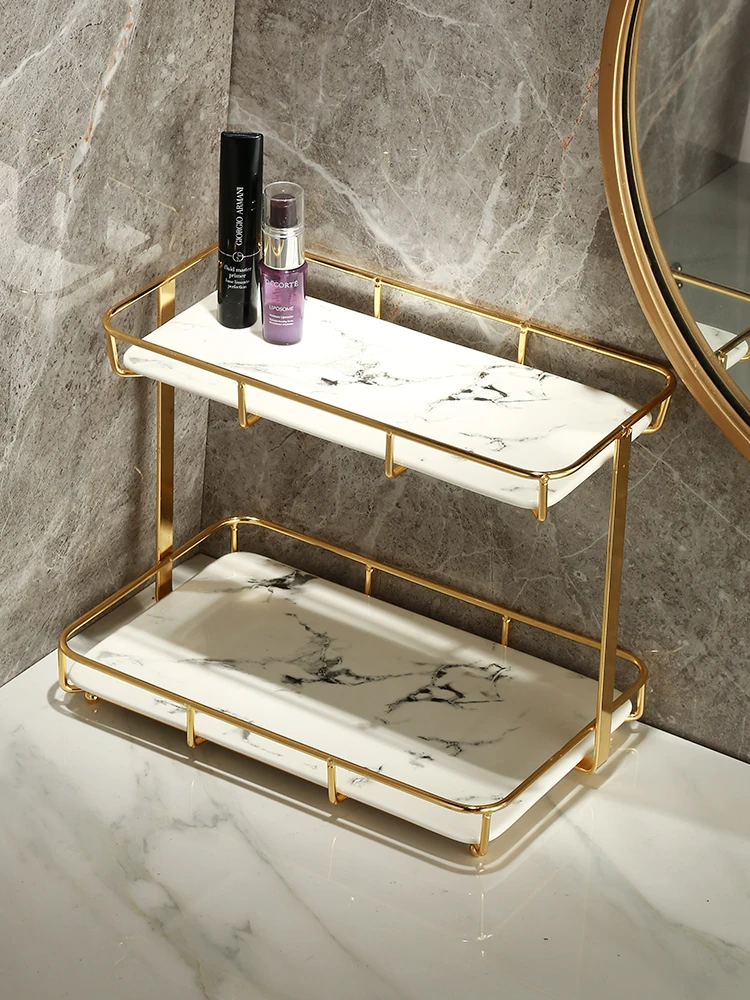 

Light luxury Phnom Penh bathroom toilet shelf Marble Desktop waterproof moisture-proof comb makeup products hand washing face