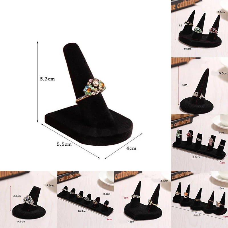 

Velvet Finger Cone Ring Stand Display Black Ring Jewelry Display Stand Holder Storage Showcase Organizer