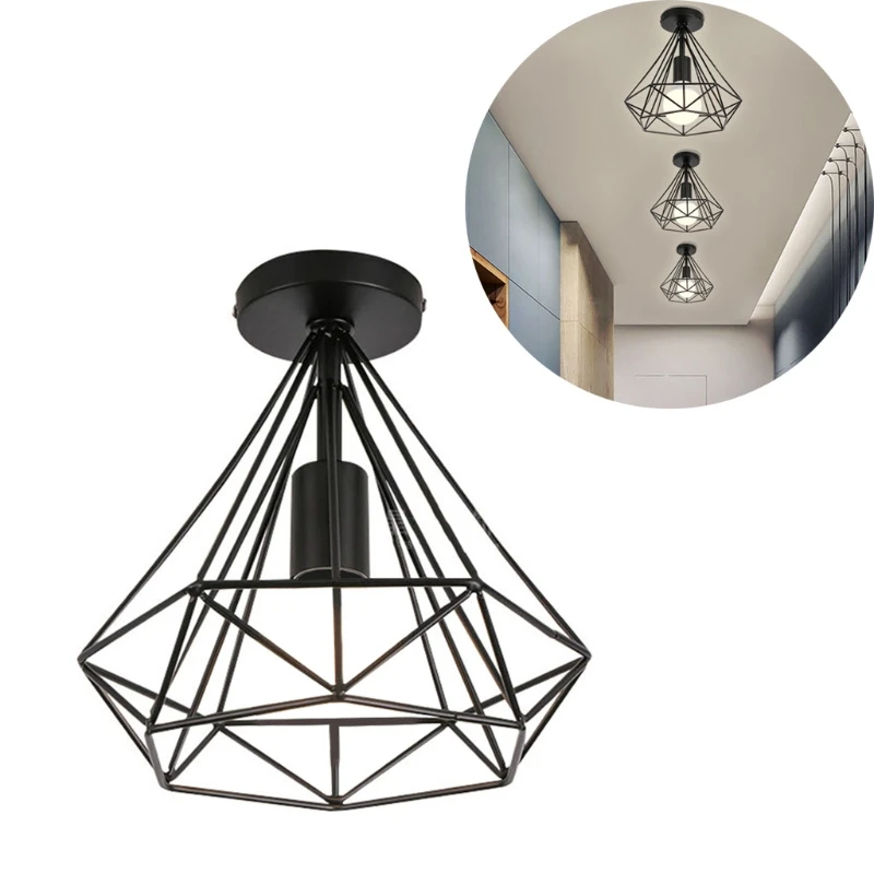 

Industrial Pendant Lamp Hanging Lights Retro Style Vintage Black Basket Cage Ceiling Lamps Decoration for Kitchen Island