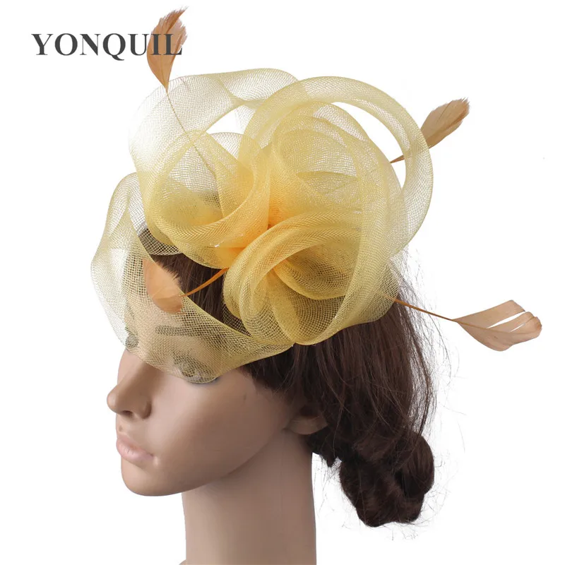 Винтажный темно синий кринолин цветок вуалетки аксессуары для волос шляпы