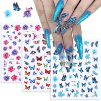 3d holographic butterfly nail stickers back glue colorful decals slider sticker diy decorations manicure nails art tool ornament
