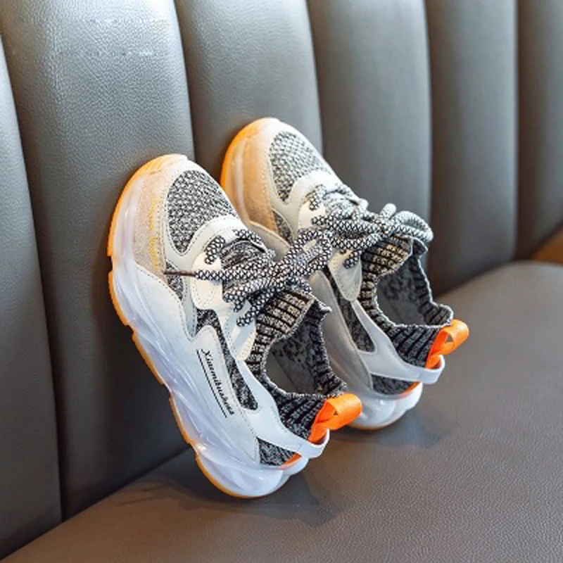 Kids Sport Sneakers Children Slip On Casual Boys Brand Running Shoes Baby Girls Gray Chunky Trainers Spring | Детская одежда и