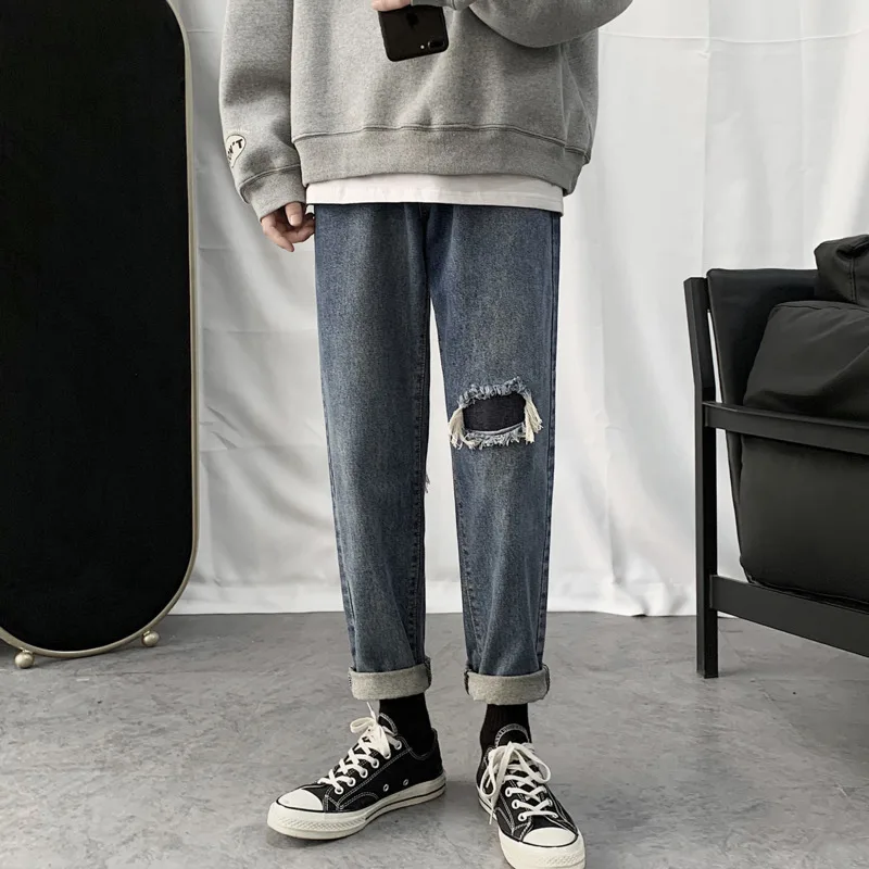 Весна и осень 2020 новые молодежные Популярные парные облегающие джинсы модные