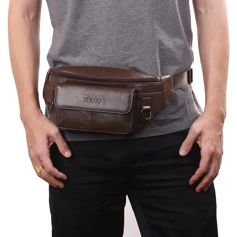 Мужская поясная сумка из натуральной кожи с ремнем через плечо|Поясные сумки| |