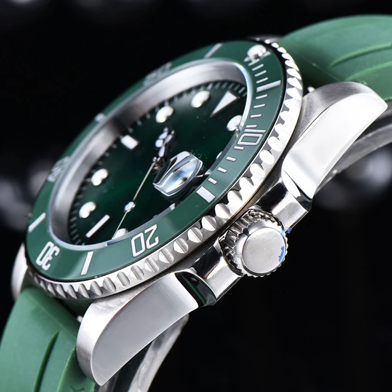 Brushed Polished Mechanical Watch NH35A Automatic Movement Green submariner style Men Watch Sapphire Glass NH35 Diving Watch enlarge