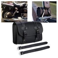 universal black motorcycle saddlebag side pu leather saddlebag luggage bag storage for honda for suzuki tool pouch