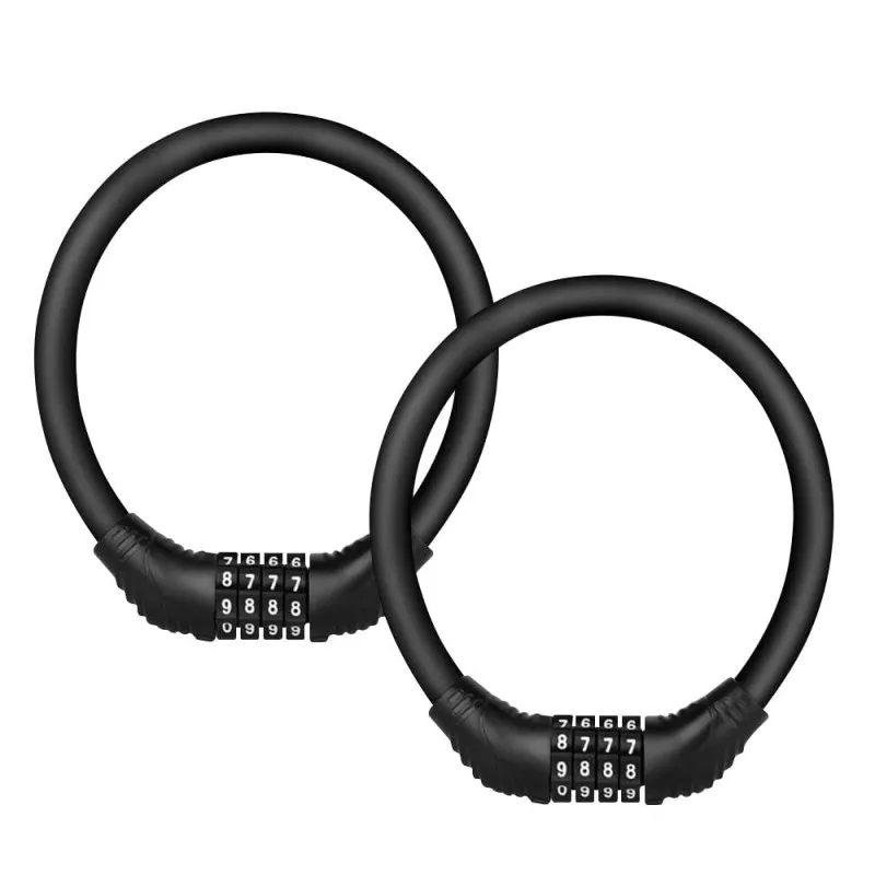 

Bike Lock Cable 2pcs High Security 4-Digit Number Bike Cable Resettable Combination Bike Chain Locks for Bicycle Outdoors