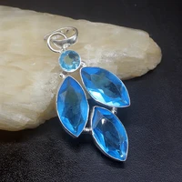 gemstonefactory jewelry big promotion 925 silver sparkle gems ocean blue topaz women ladies gifts necklace pendant 1224