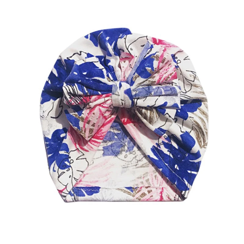 Эластичный Тюрбан для новорожденных девочек с цветочным принтом и бантом милая