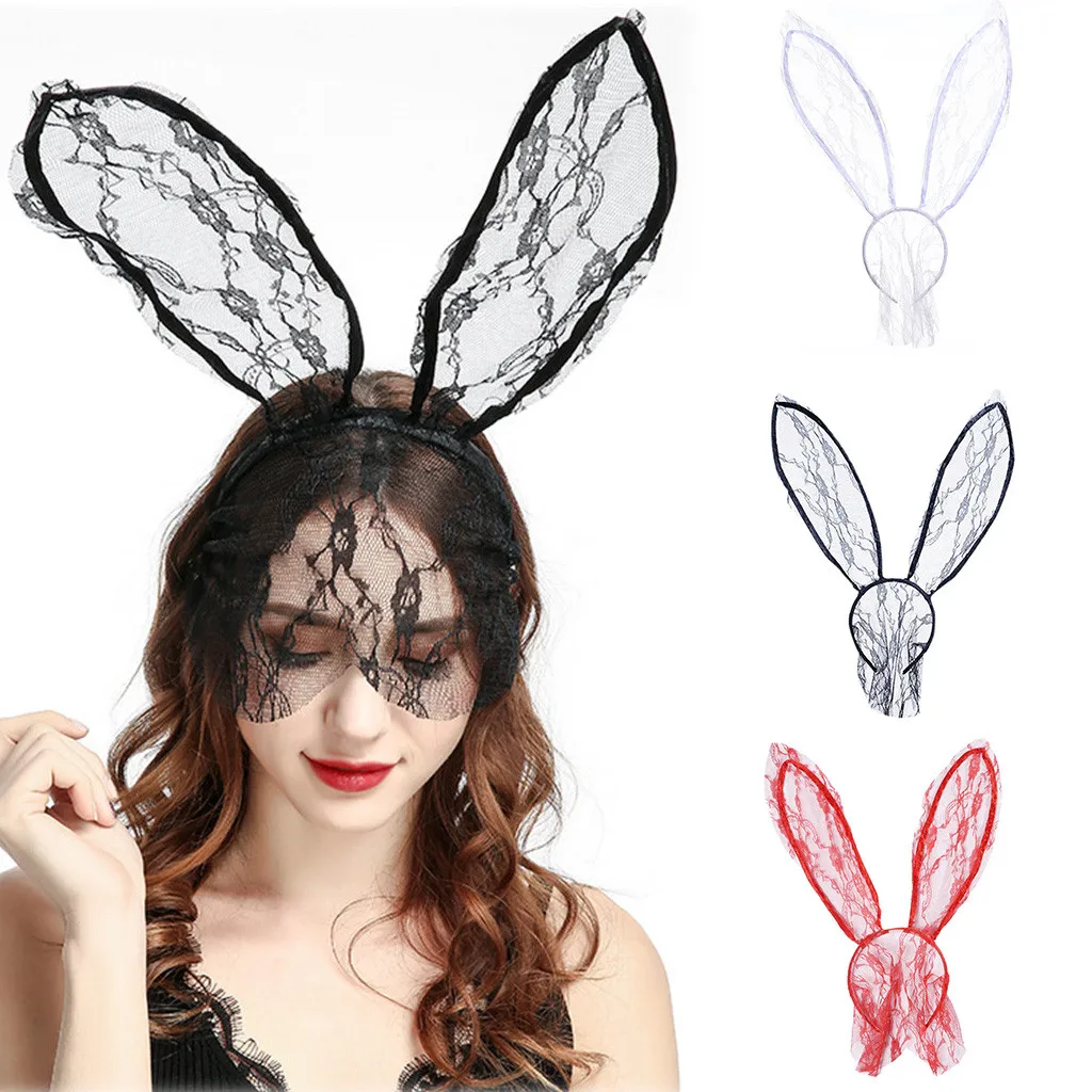 Новое поступление женские модные кружевные повязки для волос с кроличьими