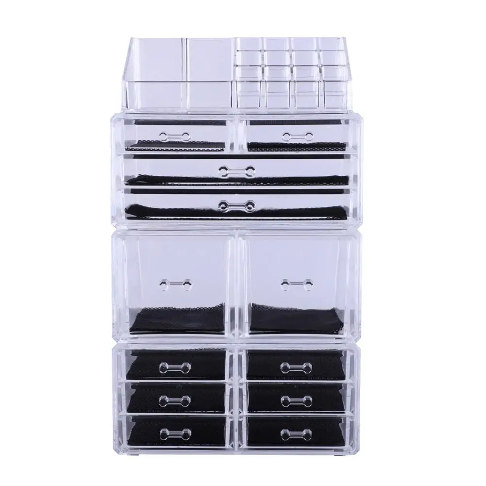 

4Pcs/Set Plastic Cosmetics Storage Rack Transparent Lipstick Nail Polish Display Stand Holder Cosmetic Jewelry Organizer Box