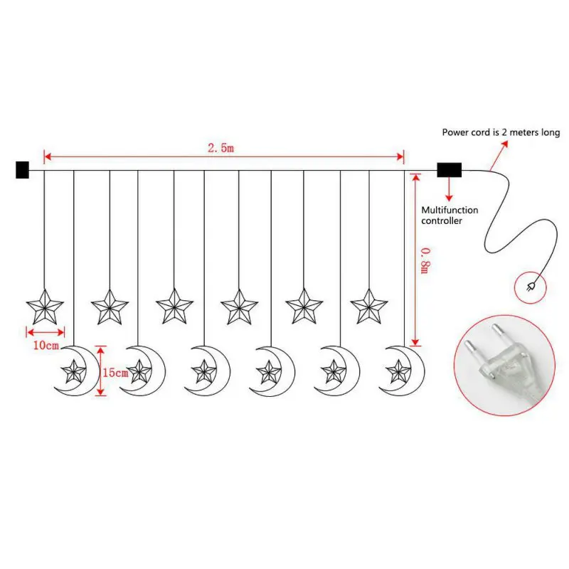 

Led Star Moon Curtain Lamp String Background Wall Decoration Color Lamp Room Decoration Star String Lamp
