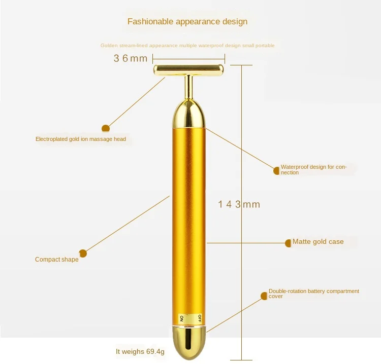

Beauty Stick 24K Electric Gold Stick T-shaped Facial Massager, Lifting and Firming Electric Beauty Instrument