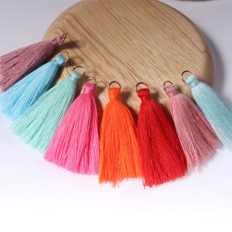 

12Pcs 5cm Cotton Tassel Earrings Charms Chinese Knot Cotton Mini Tassels For Jewelry Diy Making Borlas Piel Findings Materials