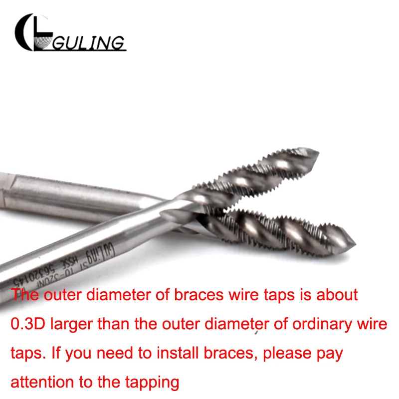 GULING HSS-E Метрическая Резьбовая вставка (S. T. I.) STI краны Спираль Флейта tap M1.6 M2 M2.5 M3 M4 m5