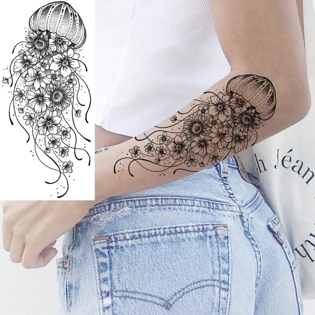 Реалистичные временные татуировки в виде подсолнуха для женщин букет взрослых