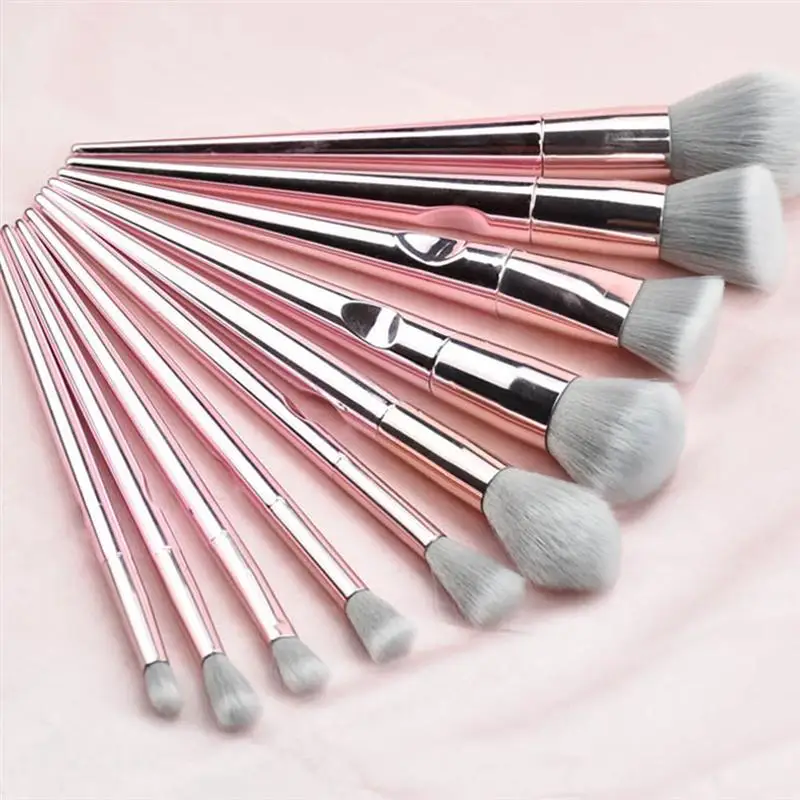 

10Pcs Makeup Brushes Cosmetic Tool Soft Bristle Brushes Loose Powder Brushes Electroplating Handle Brushes for Women Face