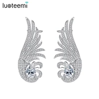 luoteemi brand new brilliant cz secular bird big stud earrings for women earring fashion clip girl party jewelry 2021 new arriva