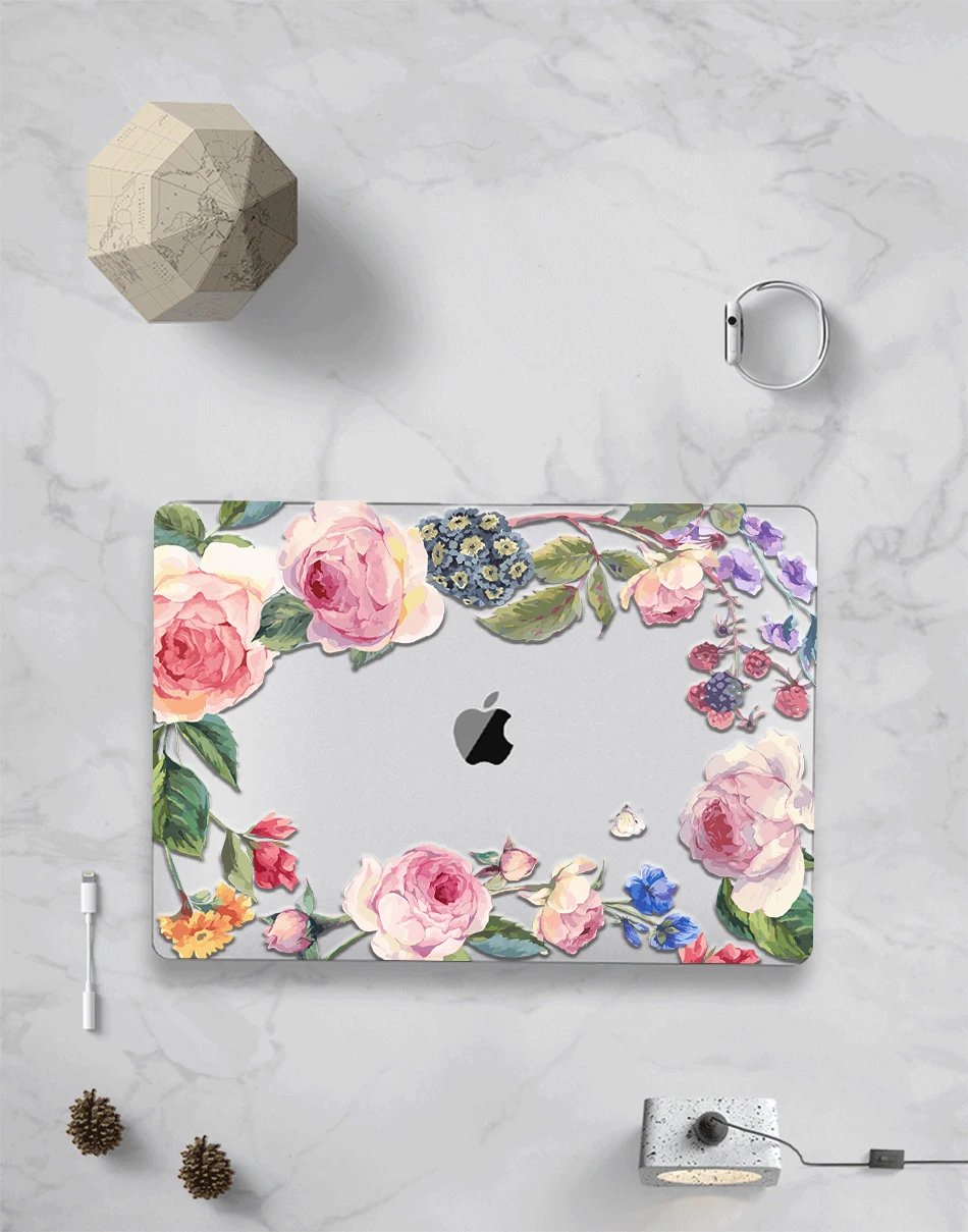MTT чехол с цветами и кристаллами для Macbook Air Pro retina 11, 12, 13, 15, твердый цветочный чехол для mac book Pro 13,3 дюймов, сумка для ноутбука