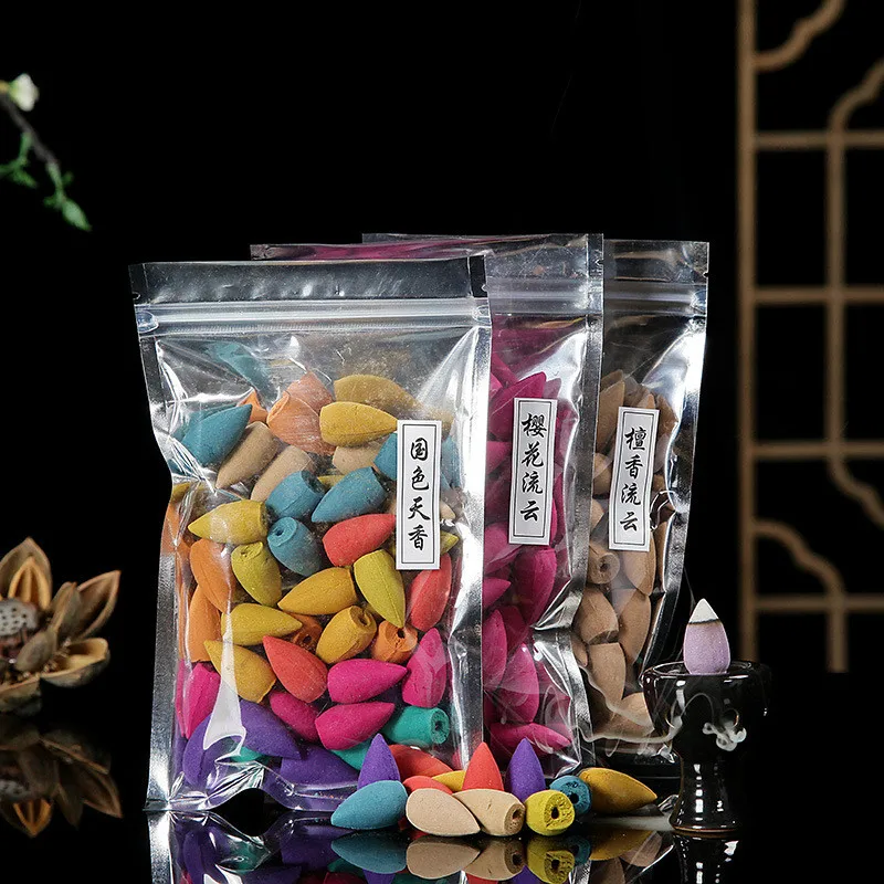 50Pcs/Bag Natural Buddha Backflow Incense Cones Indoor Jasmine Sandalwood Tower Aromatherapy Fragrant For Teahouse | Дом и сад