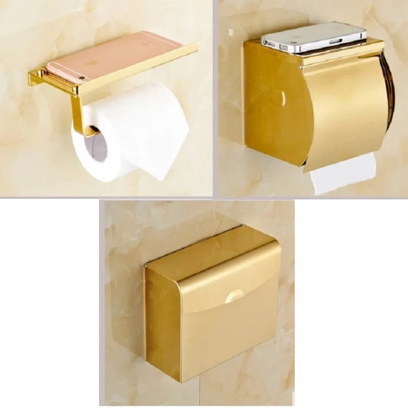 Нержавеющая сталь Ванная комната держатель для бумаги и телефона с полкой