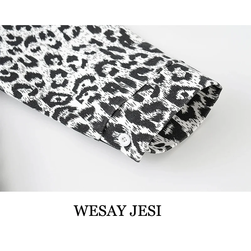 

WESAY JESI Za Blouse Women England Style Fashion Animal Pattern Print Ladies Long Sleeve Casual Shirts Chic Business Blusas Tops