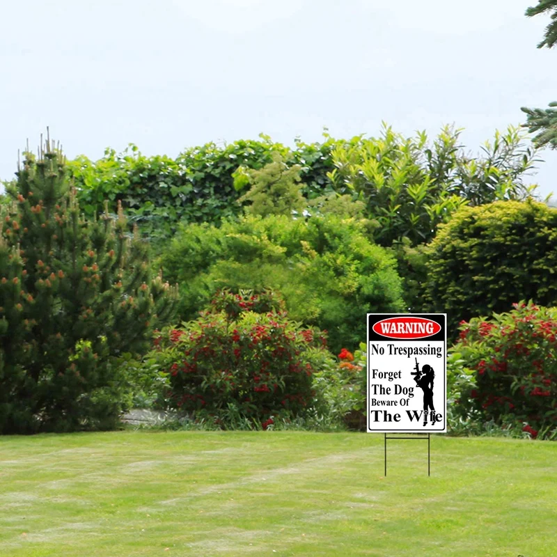 

Warning No Trespassing forget the Dog Beware of the Wife Aluminum Tinplate Sign