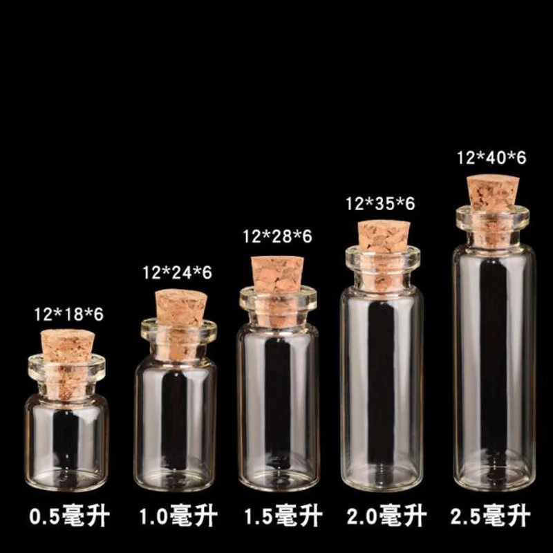 

0.5/1/1.5/2/2.5/5ml Christmas Wish Bottles Small Empty Clear Cork Glass Bottles Vials For Holiday Wedding DIY Decoration Gifts