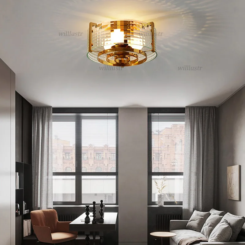 Стеклянный потолочный светильник в американском стиле ретро железная лампа для