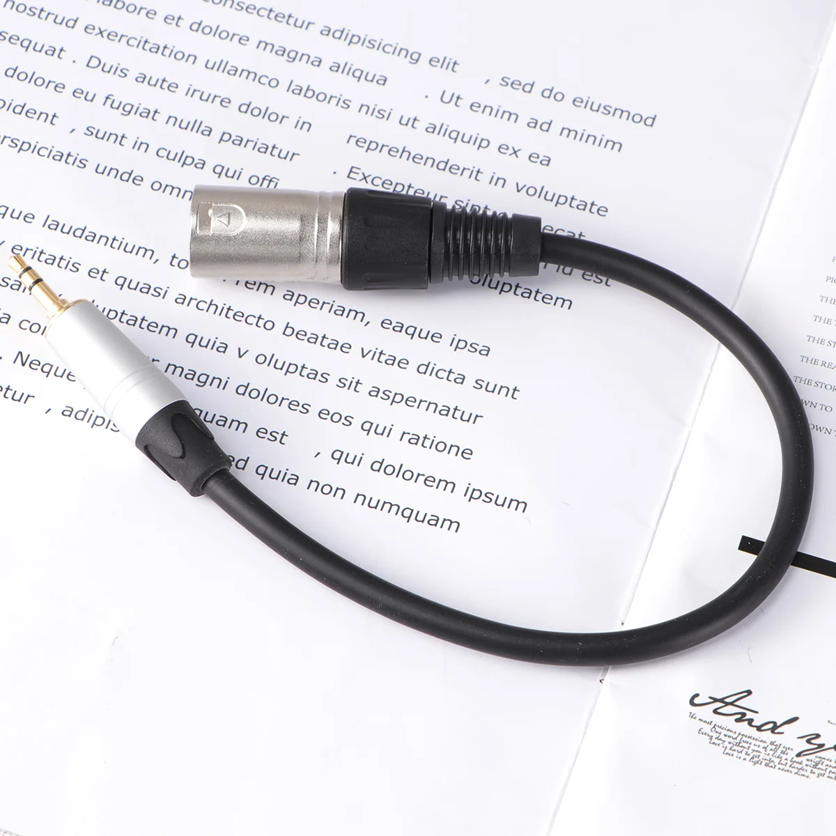 

0.3m Stereo 3.5mm Male to XLR Male Plug Audio Speaker Amplifier Microphone Mic Adapter Cable TC210KM173 (Black)