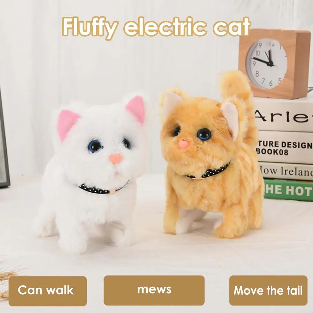 

Plush Toy Realistic Electric Robot Kitten Soft Snuggly Fur Pets Toys Stuffed Animal Cat Cognitive Interactive Ability Birthday