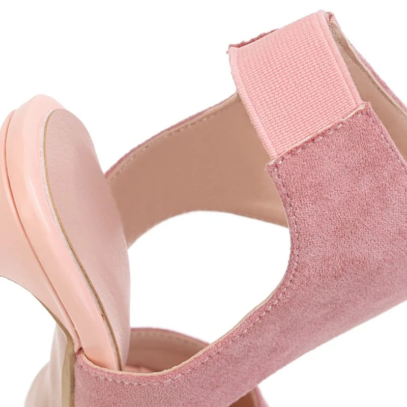 Сандалии MKKHOU женские с открытым носком замша высокий каблук 12 см открытый модная