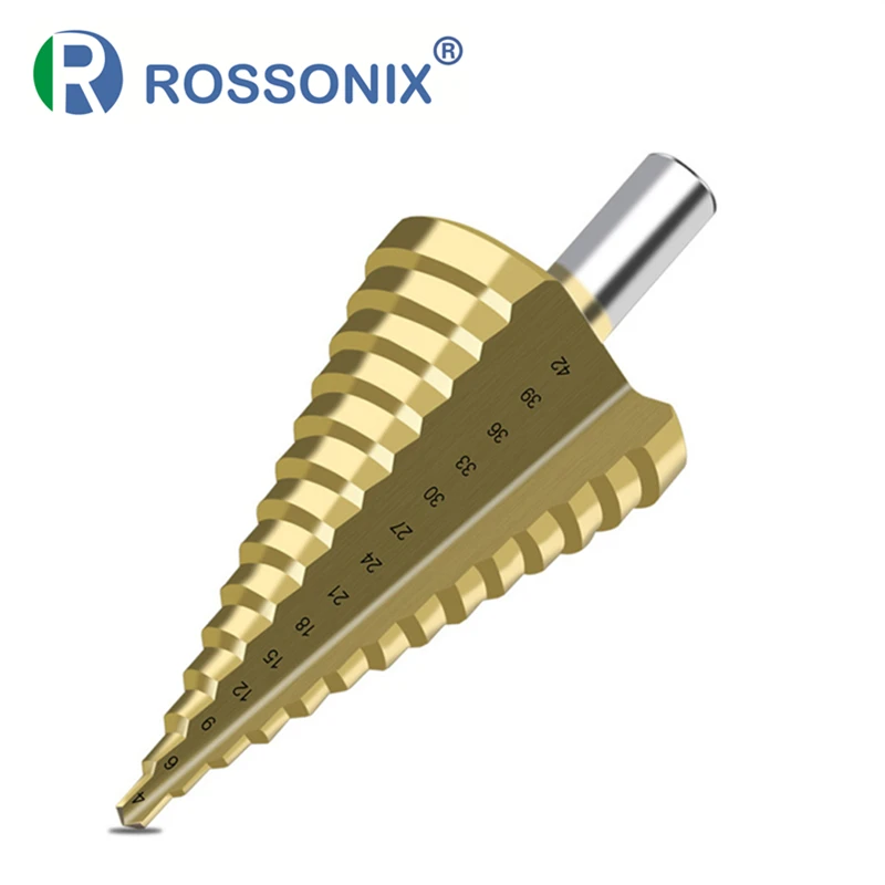 

Высокоскоростное стальное ступенчатое сверло ROSSONIX битовое электрическое сверло, 1 шт., большой размер 4-42 мм, аксессуары для инструмента, рез...