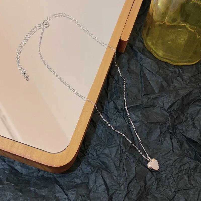 

TIMEONLY Temperament Love Heart Pendant Necklace for Women Lady Birthday Gift Charms Necklaces Simple Linked Chain Jewellery