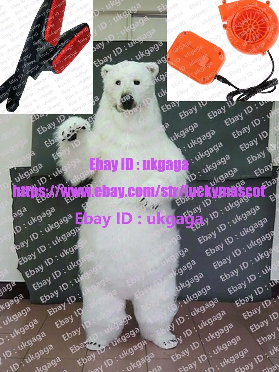 Белый Профессиональный меховой костюм медведя для косплея нарядное платье с