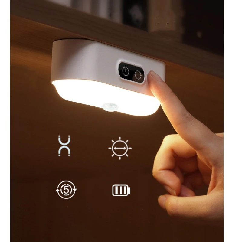 Magnet Lamp USB Rechargeable Battery LED Cabinet Light Wireless Night Touch Bedroom Lighting Closets Smart For Read Book Desk