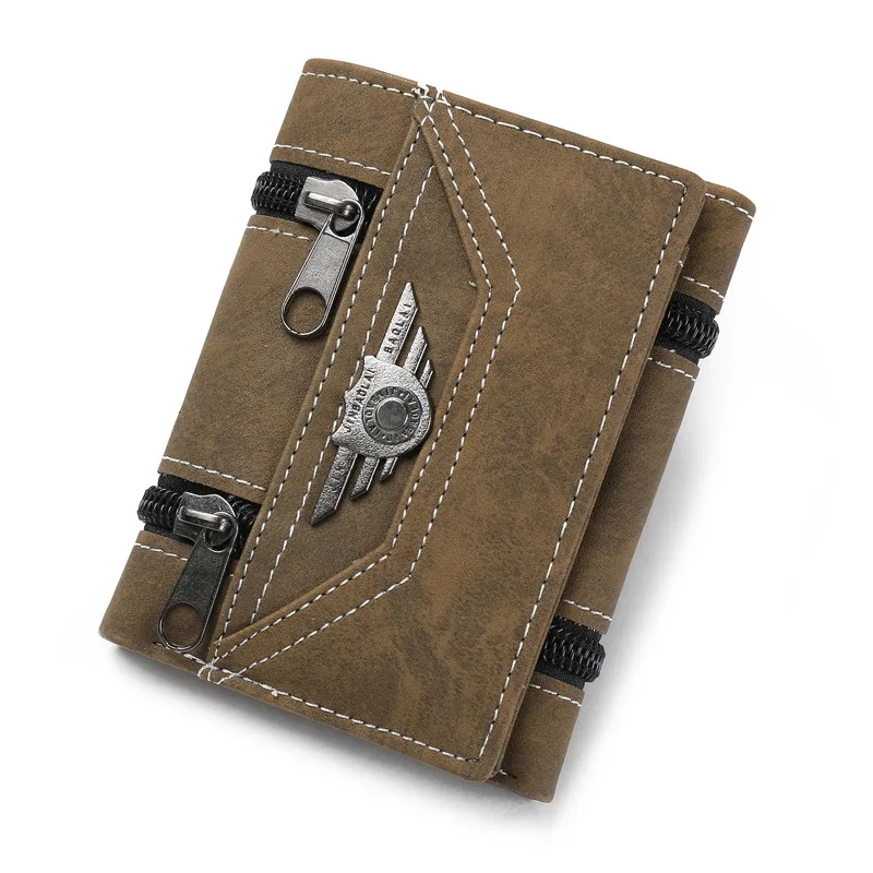 Модный мужской кошелек с заклепками винтажный из искусственной кожи 2021