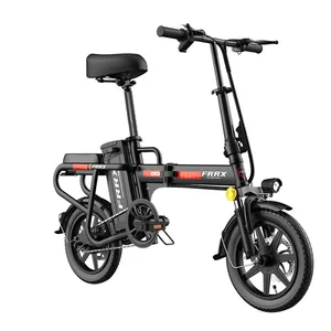 FRRX S6 14 Inch Foldable Lightweight Carbon Steel Frame Adult Electric Bike 350W 48V 25AH E-Bike City Road Mobility Bicycle