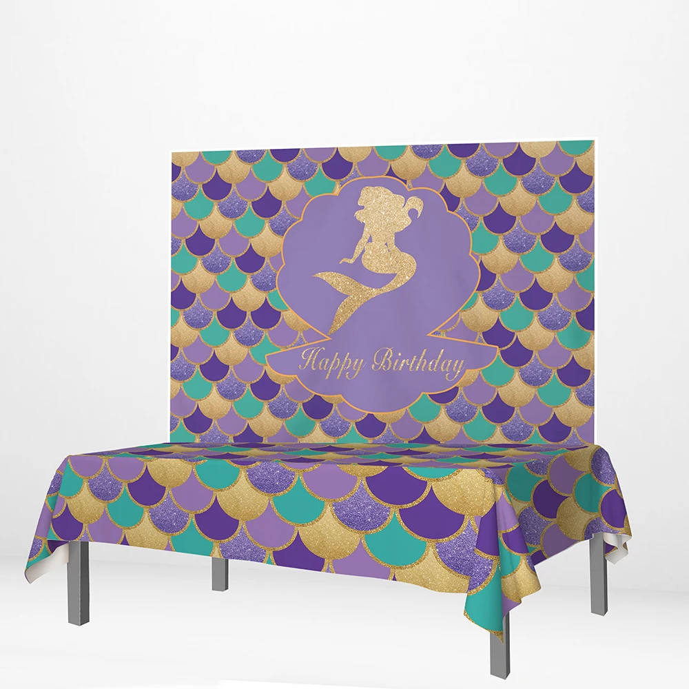 Настенная скатерть Allenjoy на день рождения с блестящими рыбьими весами