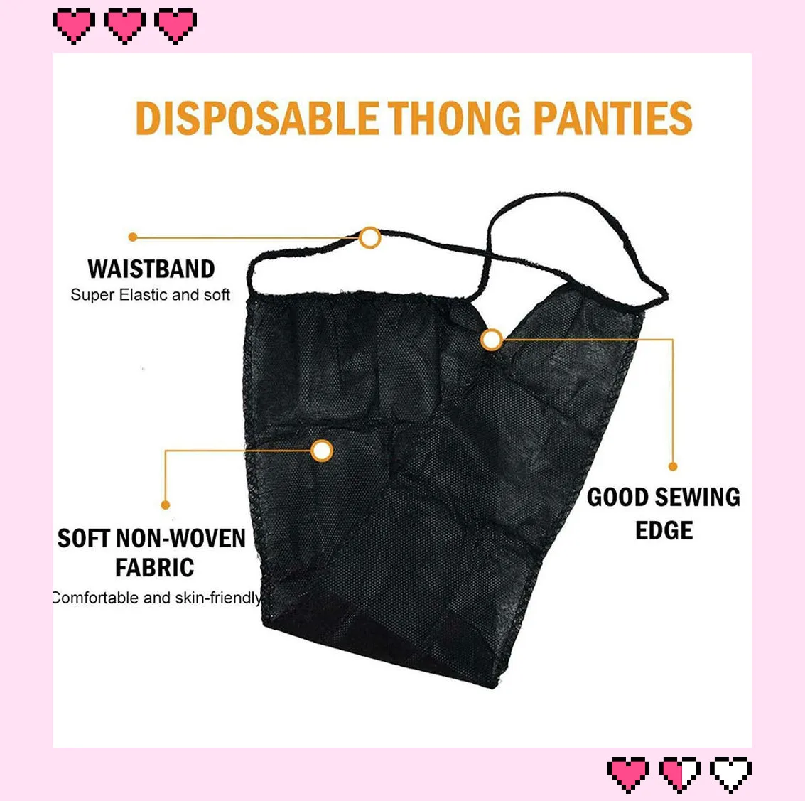 100pcs Women Spa Hygienic T Thong Underwear With Elastic Waistband Individually Wrapped Disposable Panties Non Woven Fabrics | Женская