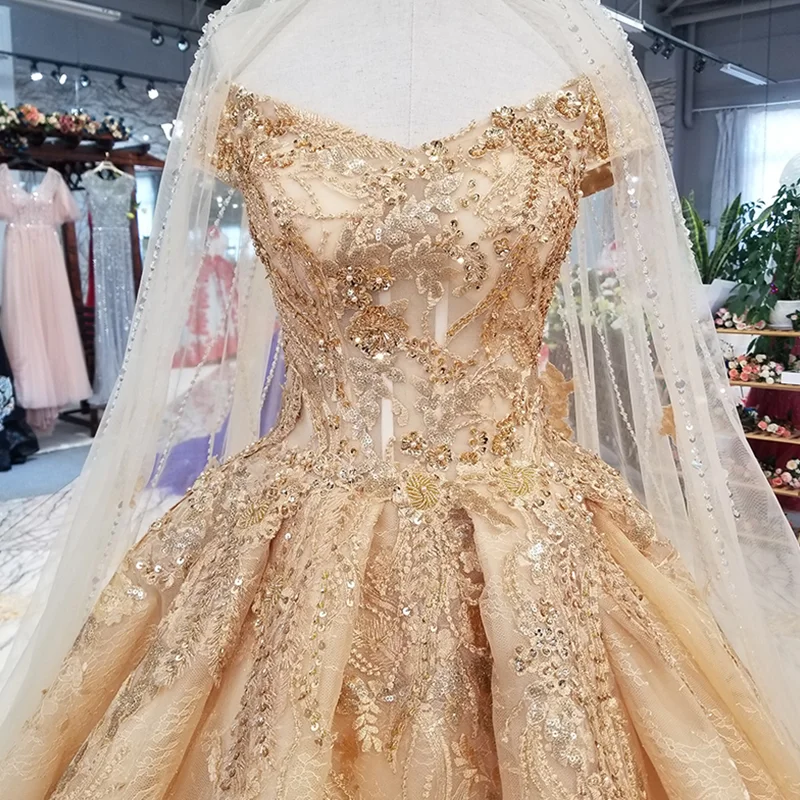 LS21447 платье люксЗолотой sexy с открытыми плечами нарядное 2018 длинными veil v образным