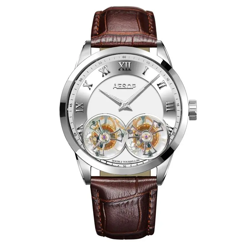 Элитный бренд двойной Tourbillon двигаться Для мужчин t часы Бизнес механические