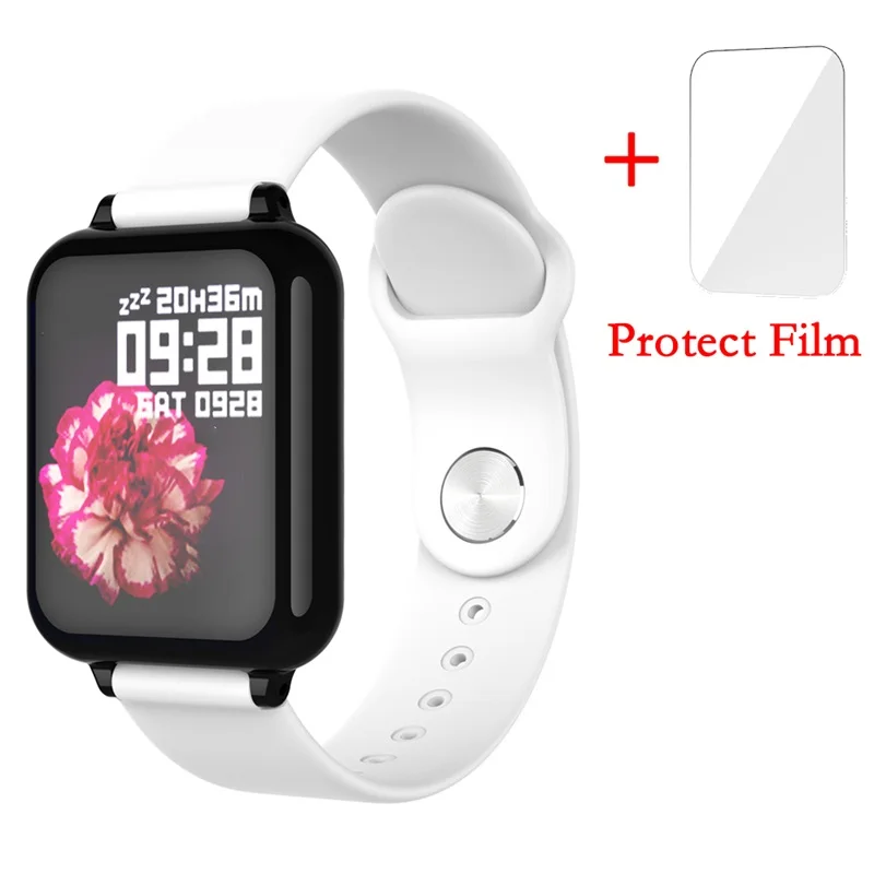 white plastic film B57 Смарт-часы для мужчин и женщин для Apple Watch Android Phone монитор сердечного ритма умный Браслет кровяное давление B57 умные часы - Цвет: white plastic film