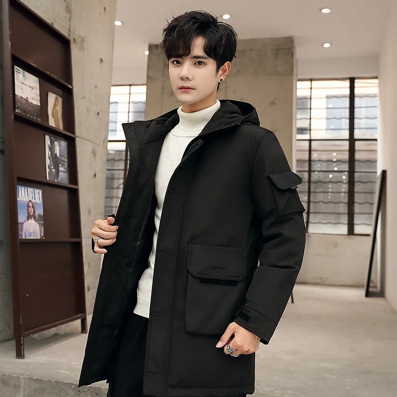 2019 зимняя повседневная куртка с капюшоном мужская пуховая большого размера мода
