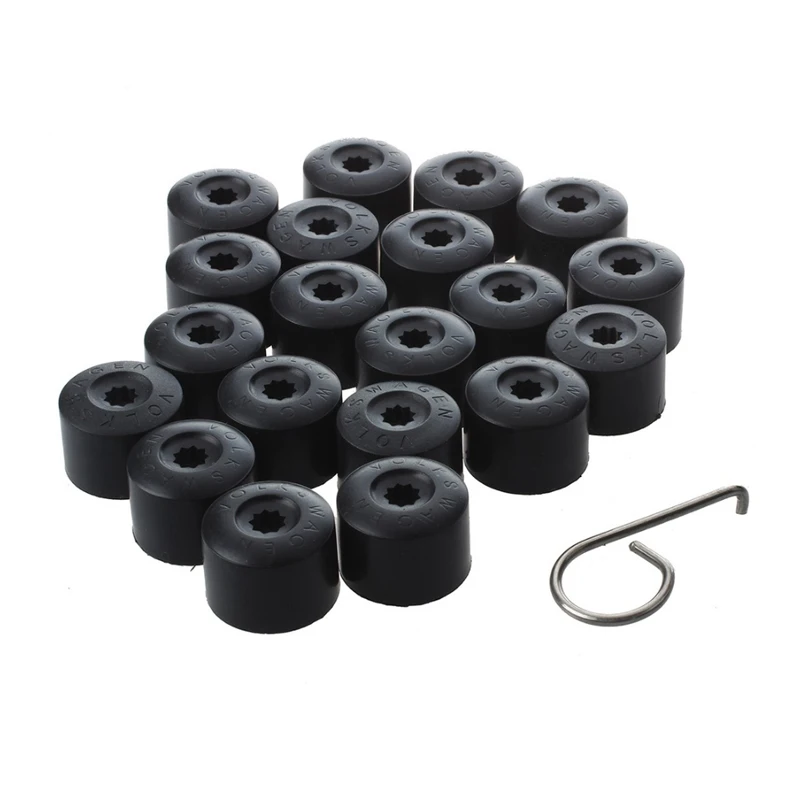 

20pcs 17mm Wheel Lug Nut Bolt Cap Covers With Removal Tool For Beetle Audi Skoda Black Exterior Protection Accessorie