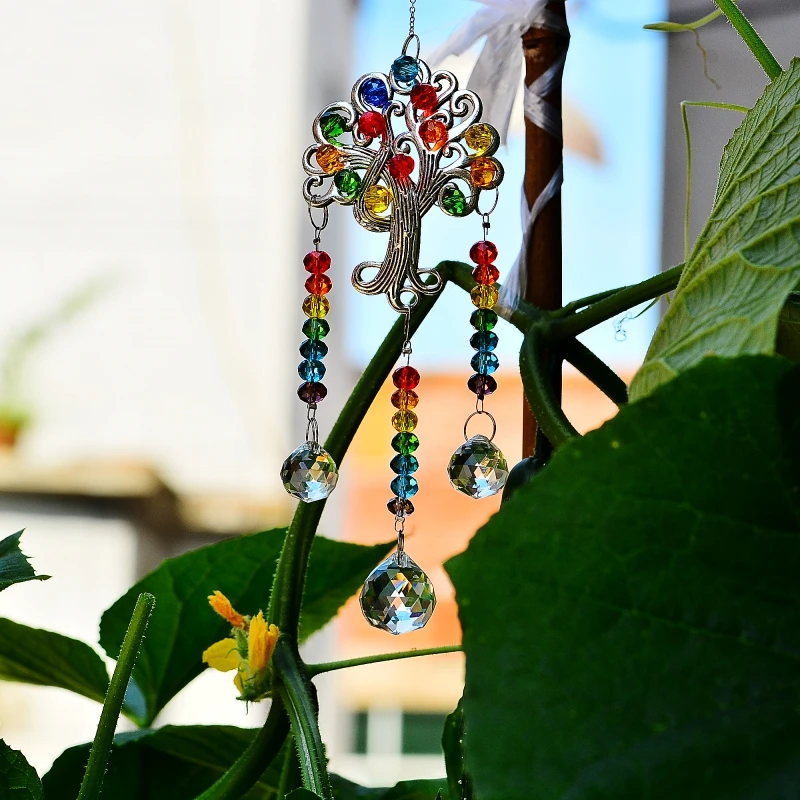 

KN Rainbow suncatcher gemstones chakra rainbow crystal regenboog decoration rainbow window home garden wedding ornament gifts