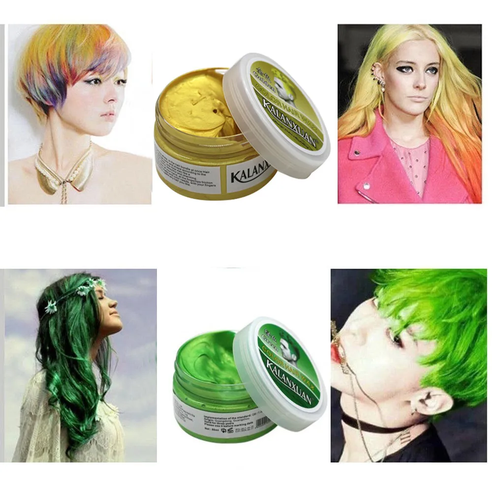 Fashion Temporary Color Dye Mud Salon Hair Wax Cream Styling Modeling Pomade Sliver Grandma Green Hair Dye images - 6