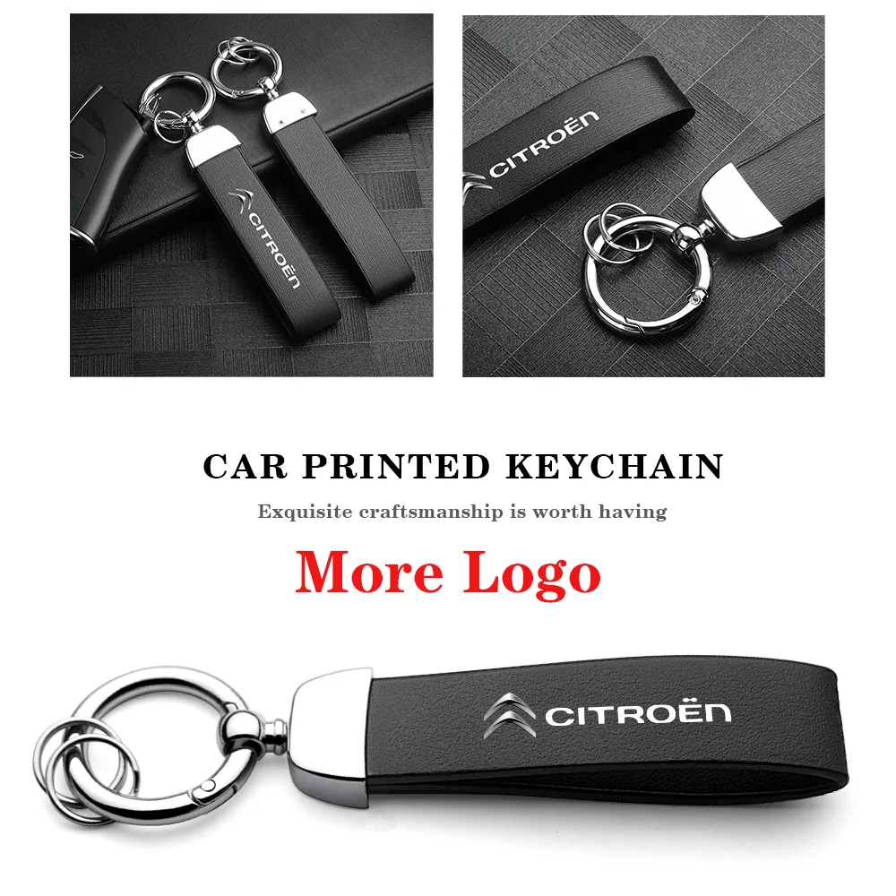 

1PCS Car Accessories Leather Emblem Key Holder Key Rings For Citroen C1 C3 C4 C4L C5 C6 VTS C-ELYSEE DS WILD RUBIS SPIRIT