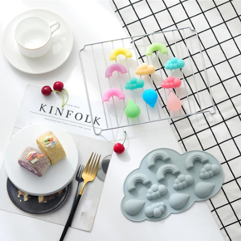 

Rainbow Silicone Cake Mold Chocolate Mold Cake Decorating Tool diy Cloud Raindrop Ice Tray Making Fudge Fruit Pudding Ice Cubes