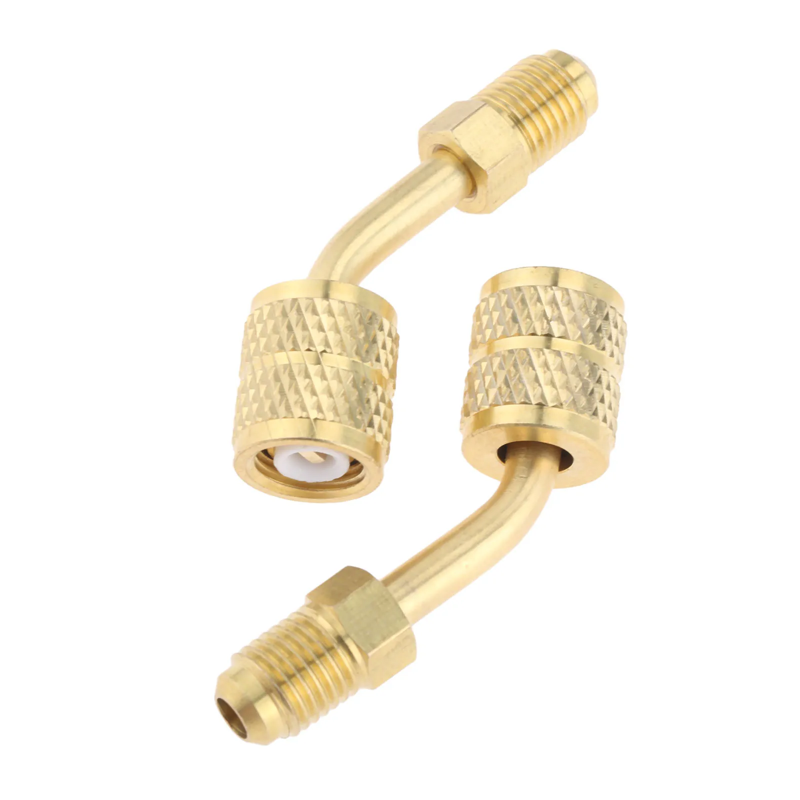 2x R410a Adaptor Connector Split Ductless Service Port Adapter 5/16&quot SAE Female To 1/4&quot Male Mayitr Brass Air Condition Tool |